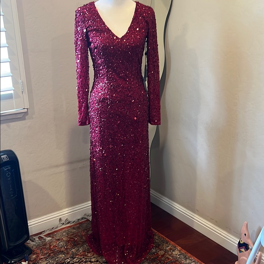 Elegant Sequin Evening Gown - Red